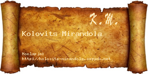 Kolovits Mirandola névjegykártya